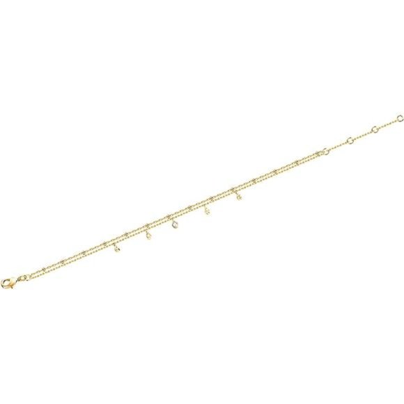14K Gold Plated Double Chain Adjustable Bracelet for Women Cute Gift - Picture 2 of 5